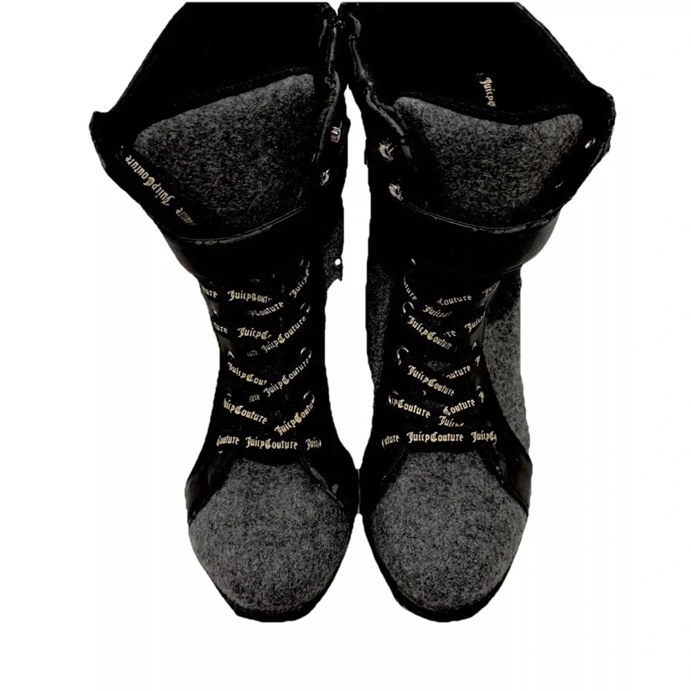 Juicy Couture Black and Gray Winter Boots with High-Top Design‎